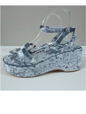 Jeffrey Campbell Activate Platform Sandals Womens 8 Sky Blue Crushed Velvet